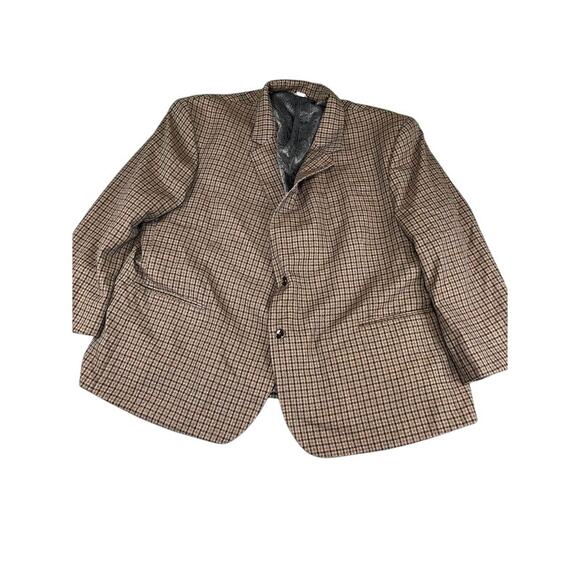 Men's Brown Plaid Oak Hill Sport Coat Blazer Size 4XL 58R/60R excellent - Picture 1 of 12